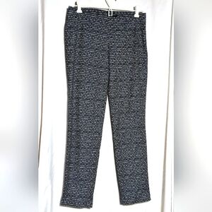 Lafayette 148 New York Stanton‎ High-waist, side zip, blue & cream  pants| Sz 4